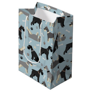 Sacola Para Presentes Média Peças e Ossos Schnauzer
