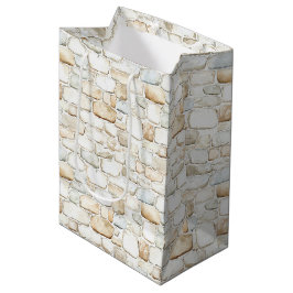 Sacola Para Presentes Média Pedras Falsas Cinza Branco Creme Aniversário