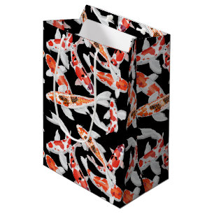 Sacola Para Presentes Média Peixe-koi preto e laranja