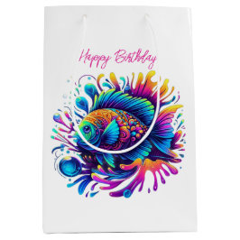 Sacola Para Presentes Média Peixes Coloridos-