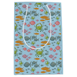 Sacola Para Presentes Média Peixes e caranguejos