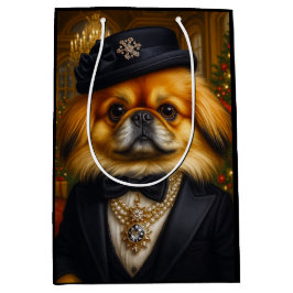Sacola Para Presentes Média Pekingese Holiday 