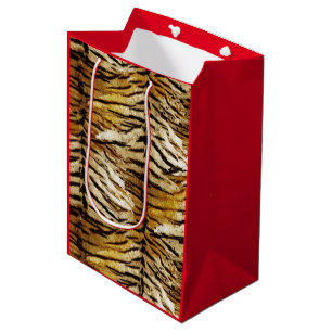 Sacola Para Presentes Média Pele de tigre, na moda, tigre, riscado, impressão
