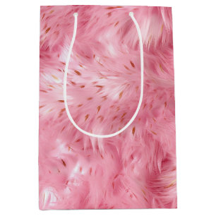Sacola Para Presentes Média Peles de Faux Rosa