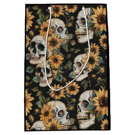 Sacola Para Presentes Média Peles de Gótico de Verão e Girassóis Spooky