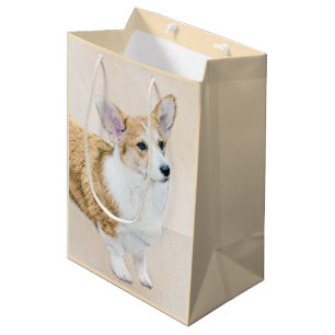 Sacola Para Presentes Média Pembroke Welsh Corgi - Pintura Original para Cacho
