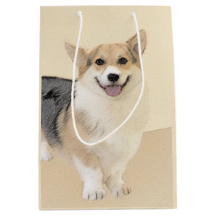 Sacola Para Presentes Média Pembroke Welsh Corgi - Pintura Original para Cacho