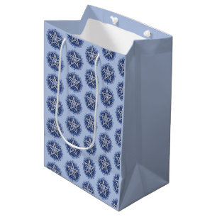 Sacola Para Presentes Média Pentagrama Floral Azul Bruxa Azul Halloween