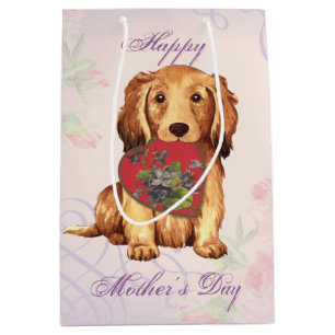 Sacola Para Presentes Média Penteado Dachshund Heart Mãe