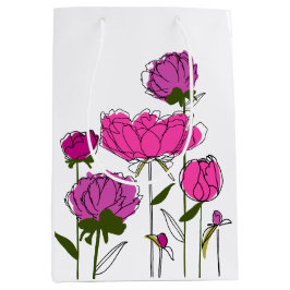 Sacola Para Presentes Média Peonies Gift Bag (Branco)