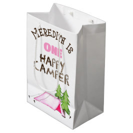 Sacola Para Presentes Média Pequena Garota Um Feliz Campista Primeira Festa de
