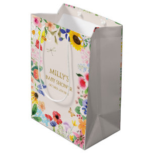 Sacola Para Presentes Média Pequena mãe de flor silvestre para o Chá de fralda