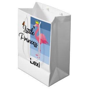 Sacola Para Presentes Média Pequena Princesa Rosa Flamingo Design - Gift Bag -