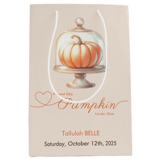 Sacola Para Presentes Média Pequeno Chá de fraldas de Abóbora - Bolsa de Prese (Frente)