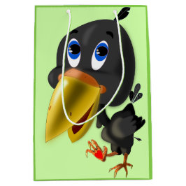 Sacola Para Presentes Média Pequeno Pássaro com Bolsa de Presente Engraçado no