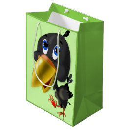 Sacola Para Presentes Média Pequeno Pássaro com Bolsa de Presente Engraçado no