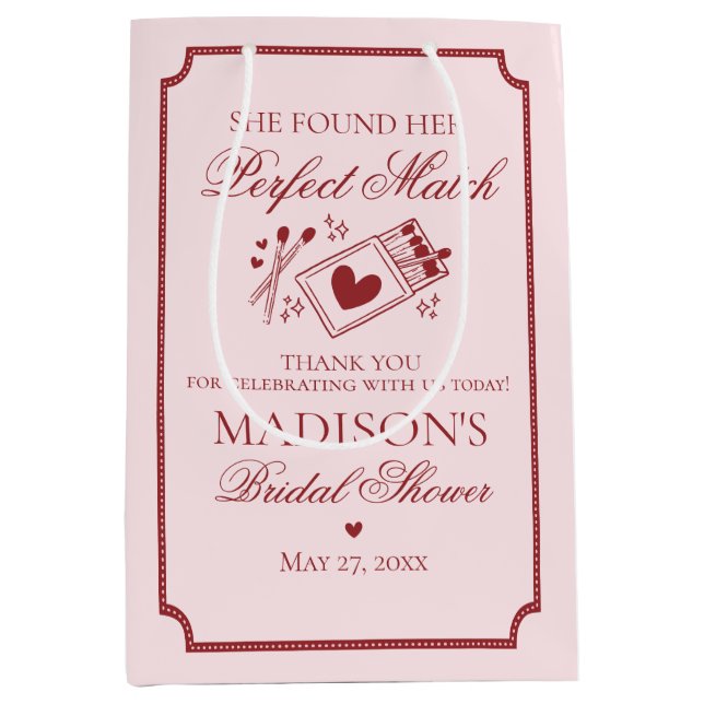 Sacola Para Presentes Média Perfect Match Bridal Shower Bachelorette Favor (Frente)