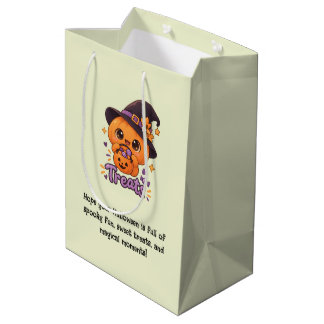 Sacola Para Presentes Média Personagem de Abóbora Fofa 🎃🧡