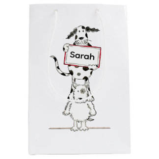 Sacola Para Presentes Média Personalised Cute Dog Acrobat 