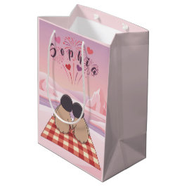 Sacola Para Presentes Média Personalised Cute Penguin Valentine Picnic