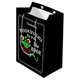 Sacola Para Presentes Média Personalização de Humor Preto do Bookworm