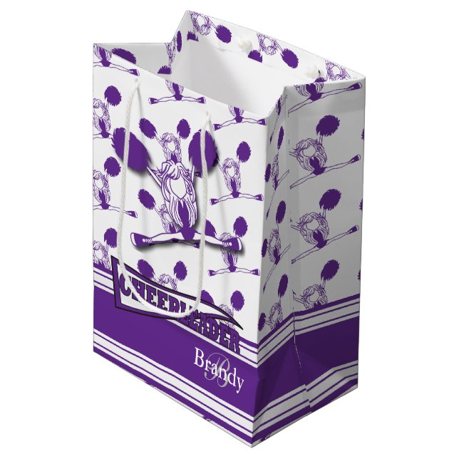 Sacola Para Presentes Média Personalizar Cheerleader Roxo (Frente inclinada)