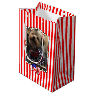 Sacola Para Presentes Média Personalizar Duas Fotos EUA Bandeira Americana Cut