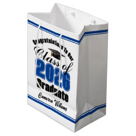 Sacola Para Presentes Média Personalized Blue Class of 2026 Graduation