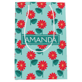 Sacola Para Presentes Média Personalized Daisy Pattern Gift Bag
