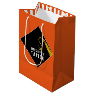 Sacola Para Presentes Média Personalized Graduation Orange Medium Gift Bag
