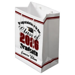 Sacola Para Presentes Média Personalized Maroon Class of 2026 Graduation