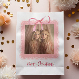 Sacola Para Presentes Média Personalized Merry Christmas Family Photo Gift Bag