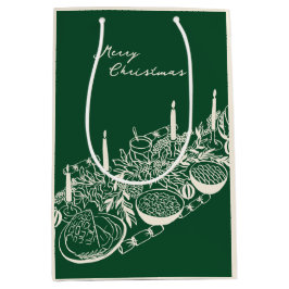 Sacola Para Presentes Média Personalized Merry Christmas Table Minimal Design 