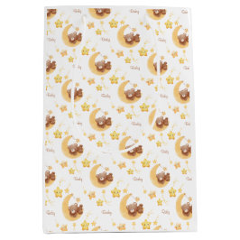 Sacola Para Presentes Média Personalized Teddy Bear Moon Baby Shower
