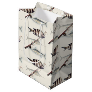 Sacola Para Presentes Média Pescador de água salgada Tema de Pesca Dólar