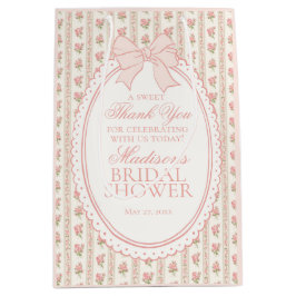 Sacola Para Presentes Média Pêssego & Bege Favor de Chuveiro de Noiva Floral C