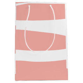 Sacola Para Presentes Média Pêssego e branco Abstrato