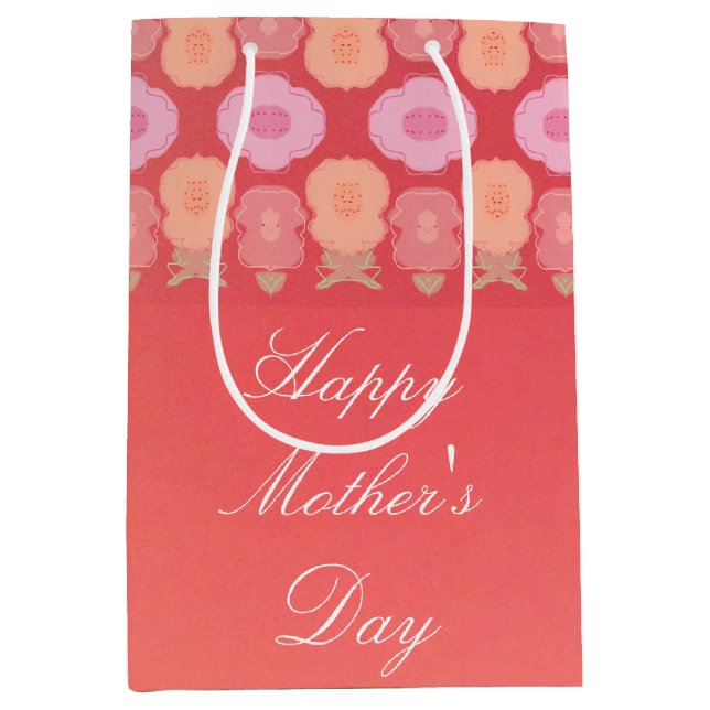 Sacola Para Presentes Média Pêssego E Rosa (Frente)