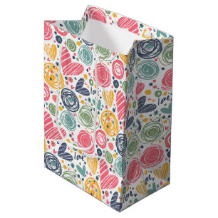 Sacola Para Presentes Média Pêssego Vermelho Festivo Pincel Cor-de-rosa