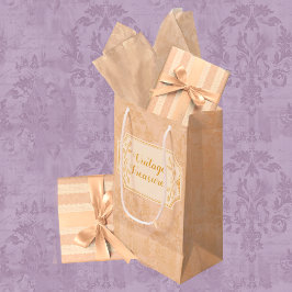 Sacola Para Presentes Média Pessoal Damask Rosa Empoeirado Vintage 