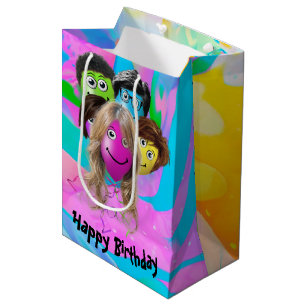 Sacola Para Presentes Média Pessoas engraçadas Balões de Aniversário
