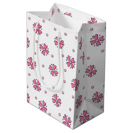 Sacola Para Presentes Média Pétalas de Flor de Coração Rosa
