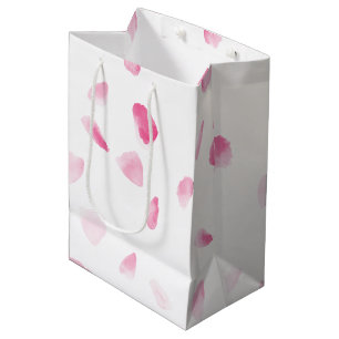 Sacola Para Presentes Média Pétalas de Rosa Rosa Romântica Chuveiro de Noiva F