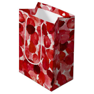 Sacola Para Presentes Média Pétalas de Rosa Vermelha Romântica Chuveiro de Noi