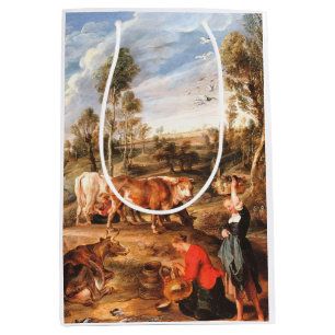 Sacola Para Presentes Média Peter Paul Rubens Milkmaids with Cattle in a Lands