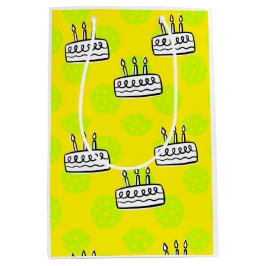 Sacola Para Presentes Média Pickleball com Bolo de Aniversário sobre fundo ama