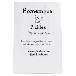 Sacola Para Presentes Média Picles feitos em casa com amor adicionar texto sit