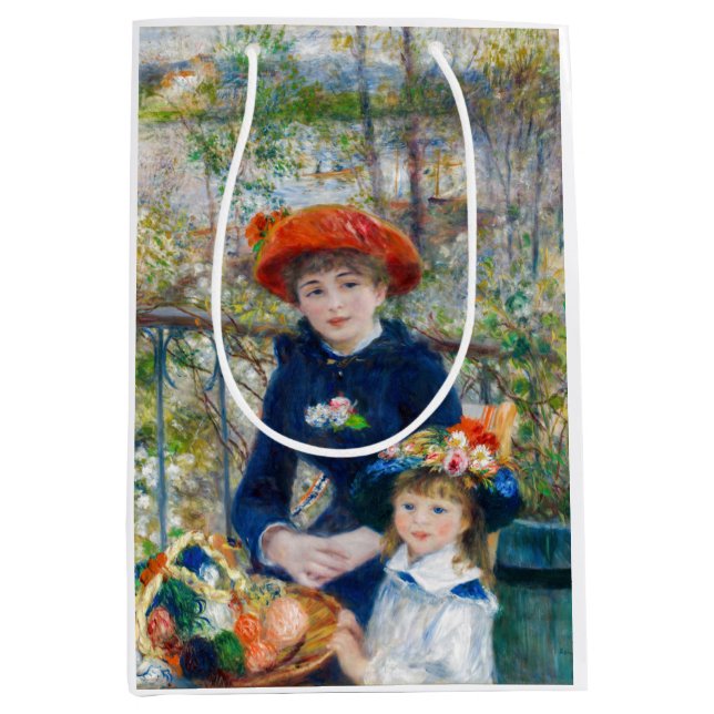 Sacola Para Presentes Média Pierre-Auguste Renoir - Duas irmãs no Terrace (Frente)
