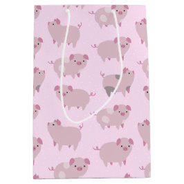 Sacola Para Presentes Média Piglets Bebês Cor-de-Rosa Cor-de-Corte e Pontos