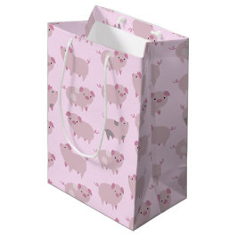 Sacola Para Presentes Média Piglets Bebês Cor-de-Rosa Cor-de-Corte e Pontos